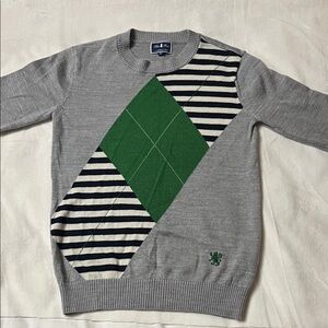 Nicholas & Bears | Kids Gray Sweater with Green Argyle | Boys 8